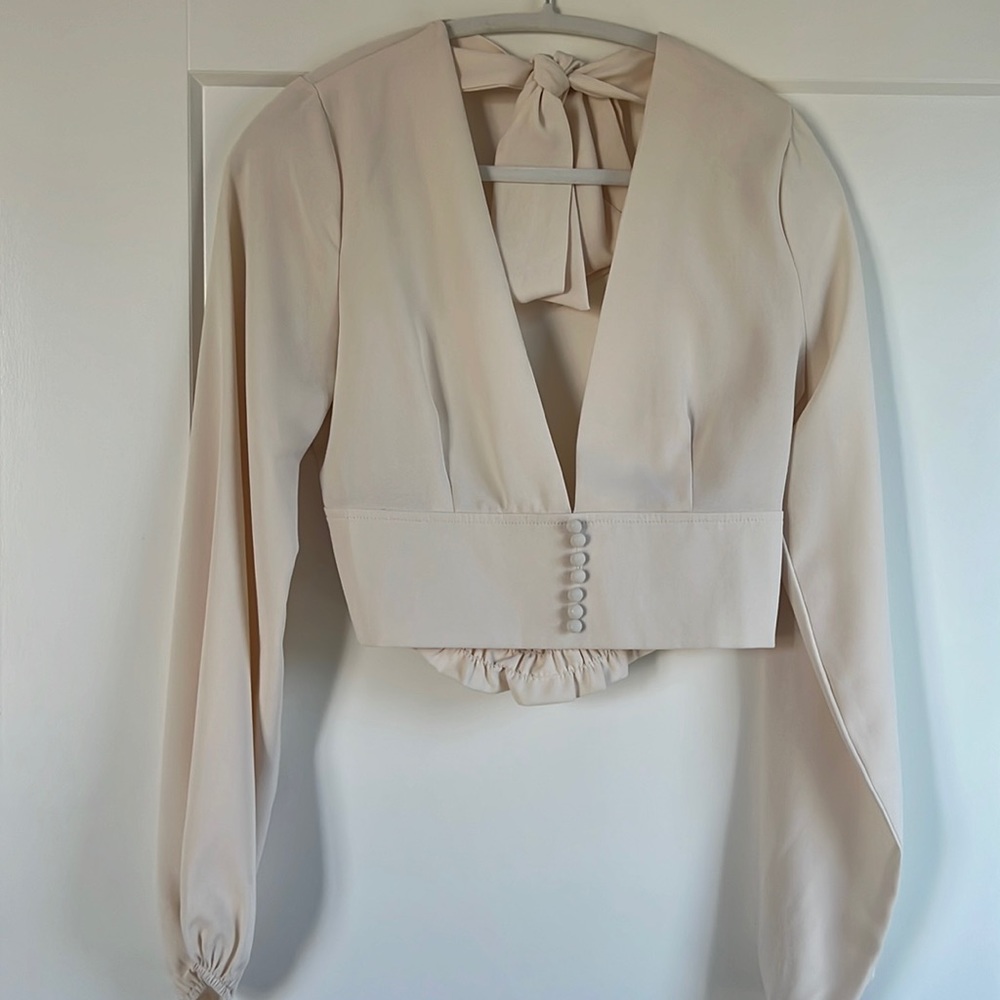 Satin open back crop top - size 8/M